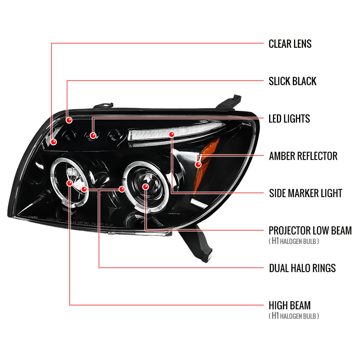 Spec-D 03-05 Toyota 4Runner Projector Headlights Black
