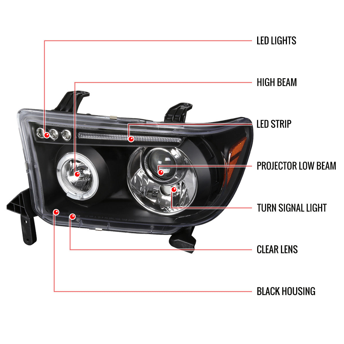 Spec-D 07-13 Tundra 8-17 Sequoia Projector Headlights Black