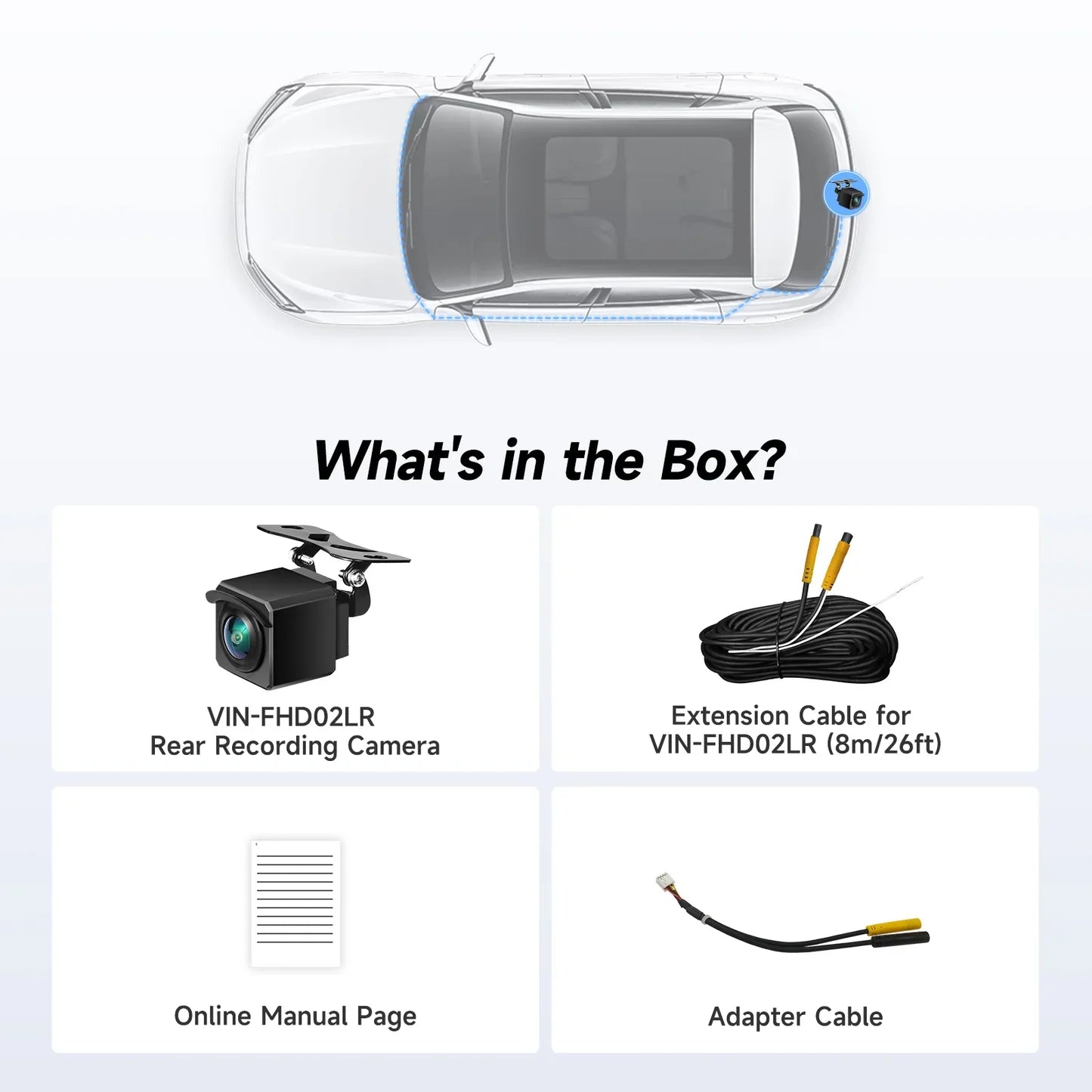 Rear Recording Camera FHD 1080P Real-Time Recording