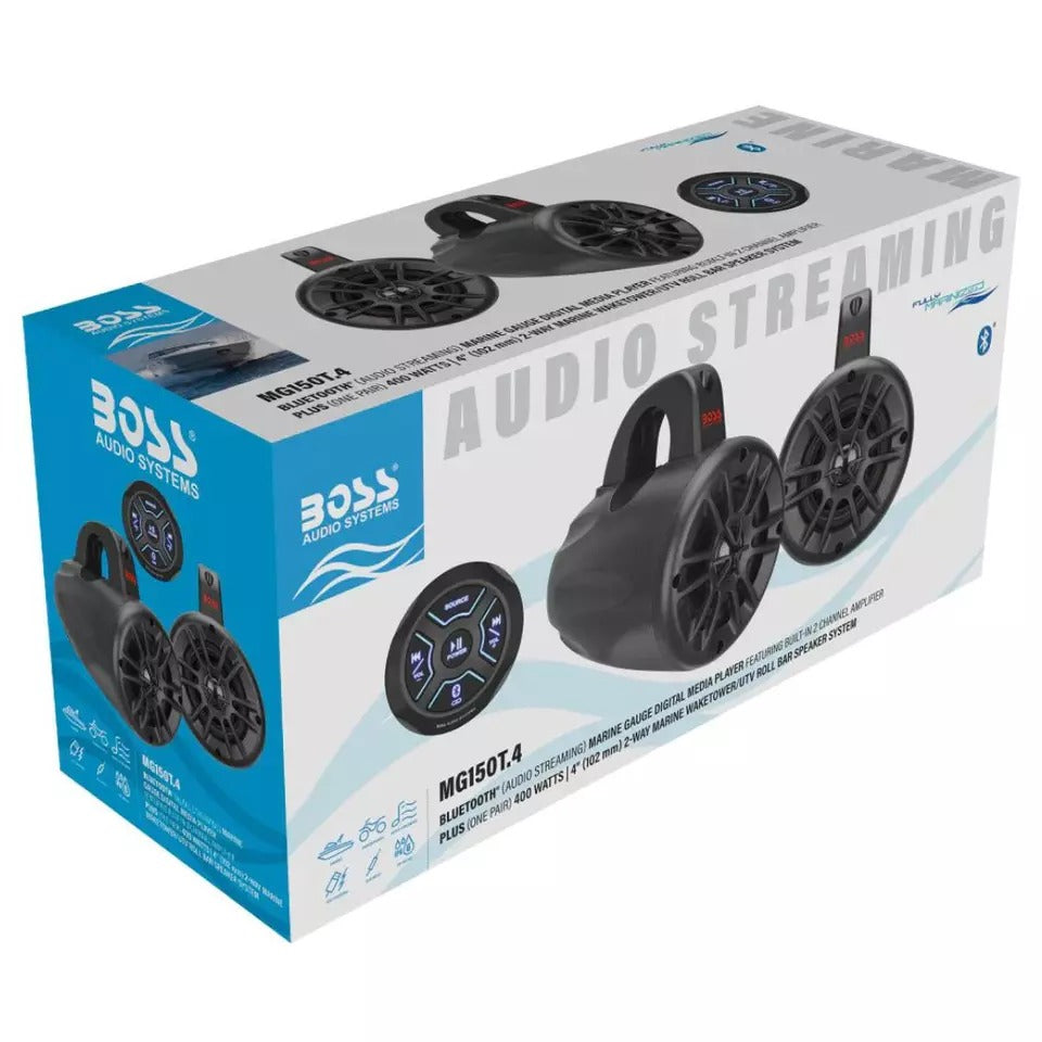 Boss Audio MG150T.4 Marine Gauge Digital Media Receiver & 4
