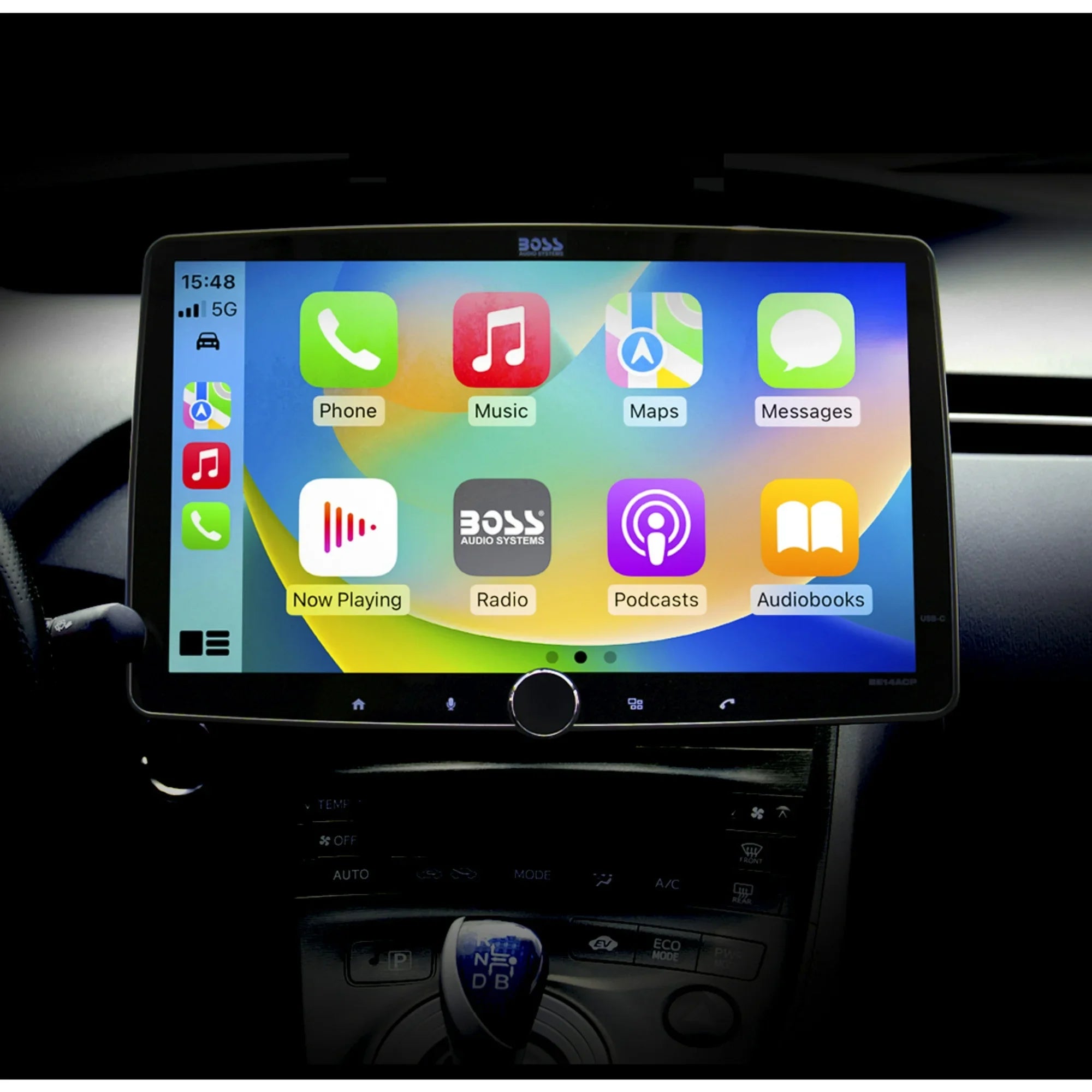 BOSS Audio Systems BCPA14 Car Stereo - Apple CarPlay, Android Auto, Single Din, 14 Inch Capacitive Touchscreen, Bluetooth, No DVD CD Player, AM/FM Radio Receiver, Multicolor Illumination