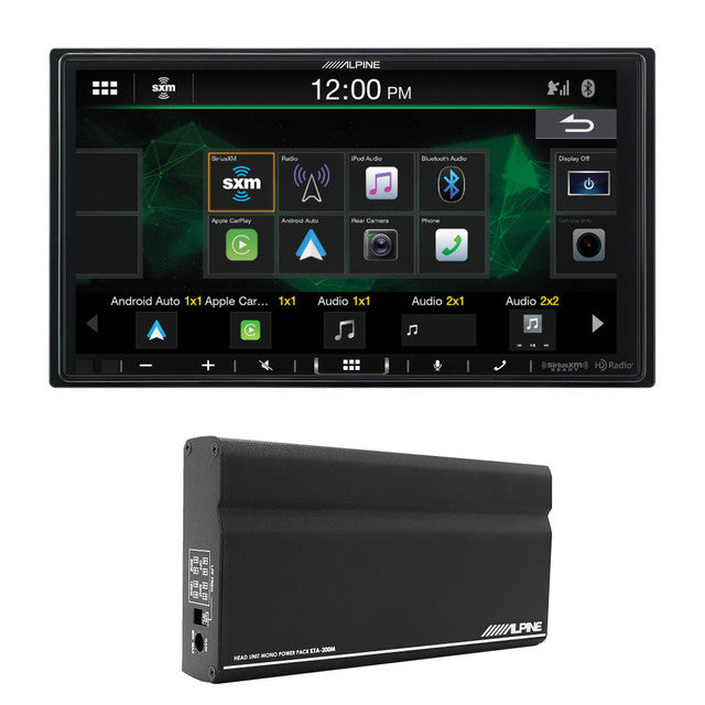 Alpine i407-WRA-JK 7in In-Dash Digital Receiver with Alpine KTA-200M Mono Subwoofer PowerStack Amp Compatible With 07-17 Jeep Wrangler