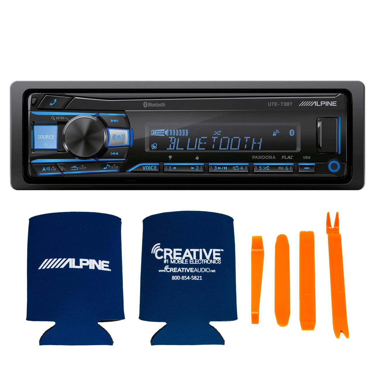 Alpine UTE-73BT Mech-less Digital Bluetooth Media Receiver with 1 Pair Alpine S2-S65C Type S 6.5