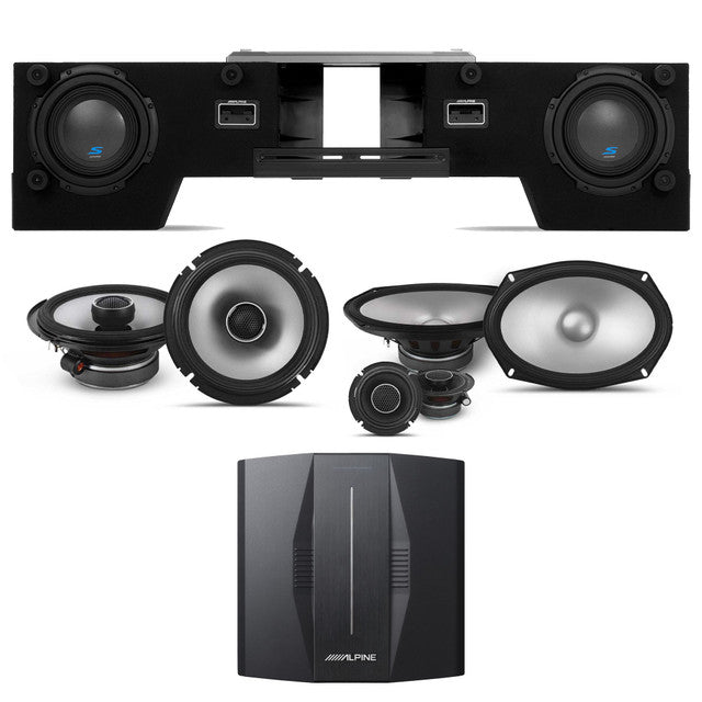 Alpine PXE-C80-88 OPTIM8 8-Channel Hi-Res Digital Sound Processor Amplifier w/ S-DB8V-TRK Dual 8” Preloaded Truck Sub Enclosure & S2-S69C 6x9