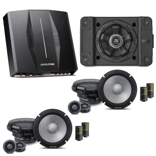 Alpine PXE-C80-88 OPTIM8 8-Channel Hi-Res Digital Sound Processor Amplifier w/ SS-SB10 Subwoofer, (2) R2-S65C Bundle
