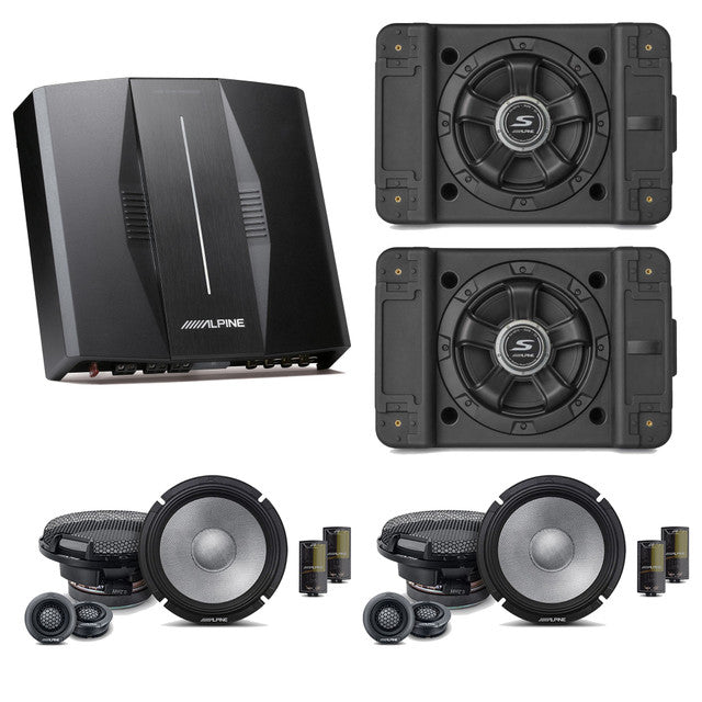 Alpine PXE-C80-88 OPTIM8 8-Channel Hi-Res Digital Sound Processor Amplifier w/ (2) SS-SB10 Subwoofer, (2) R2-S65C Bundle