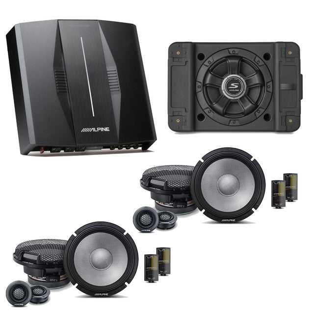 Alpine PXE-C80-88 OPTIM8 8-Channel Hi-Res Digital Sound Processor Amplifier w/ SS-SB12 Subwoofer, (2) R2-S65C Bundle