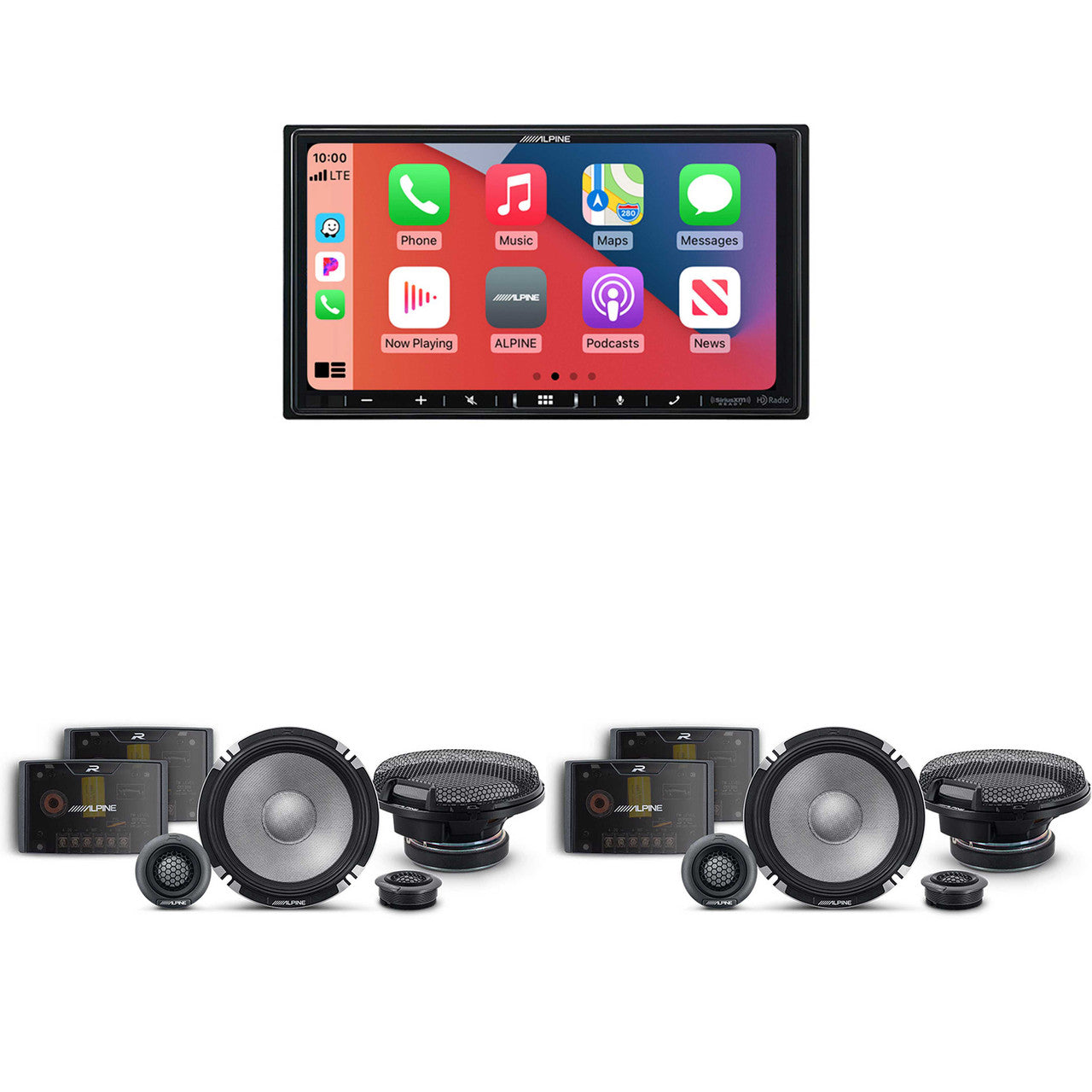 Alpine iLX-407 7-Inch Multimedia Receiver Apple Carplay and Android Auto w/ (2) R2-S652 6.5