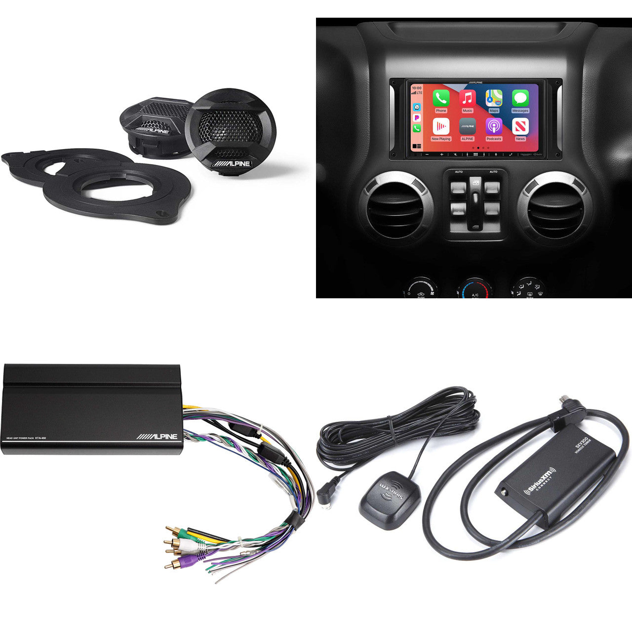 Alpine i407-WRA-JK 7in In-Dash Digital Receiver w/ SPV-10TW-WRA, Sirius Tuner & KTA-450 Wrangler Bundle