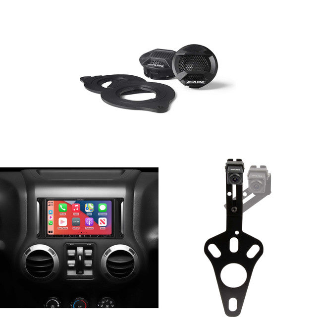 Alpine i407-WRA-JK 7in In-Dash Digital Receiver w/ SPV-10TW-WRA, HCE-RCAM-WRA Wrangler Spare Tire Cam Bundle
