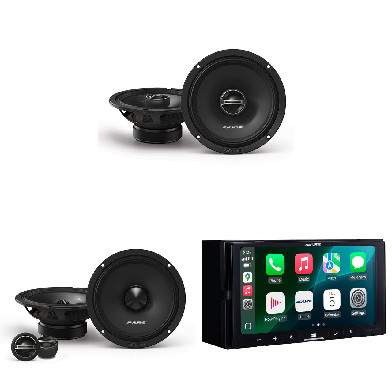 Alpine iLX-W770 Digital Multimedia Receiver with Wireless CarPlay and Android Auto Compatibility w/ DM-65C-G 6.5