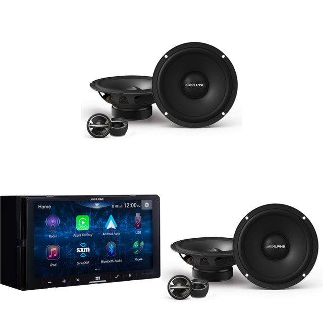 Alpine iLX-W670 Digital Multimedia Receiver with CarPlay and Android Auto Compatibility w/ (2) EL-E65C-G 6.5