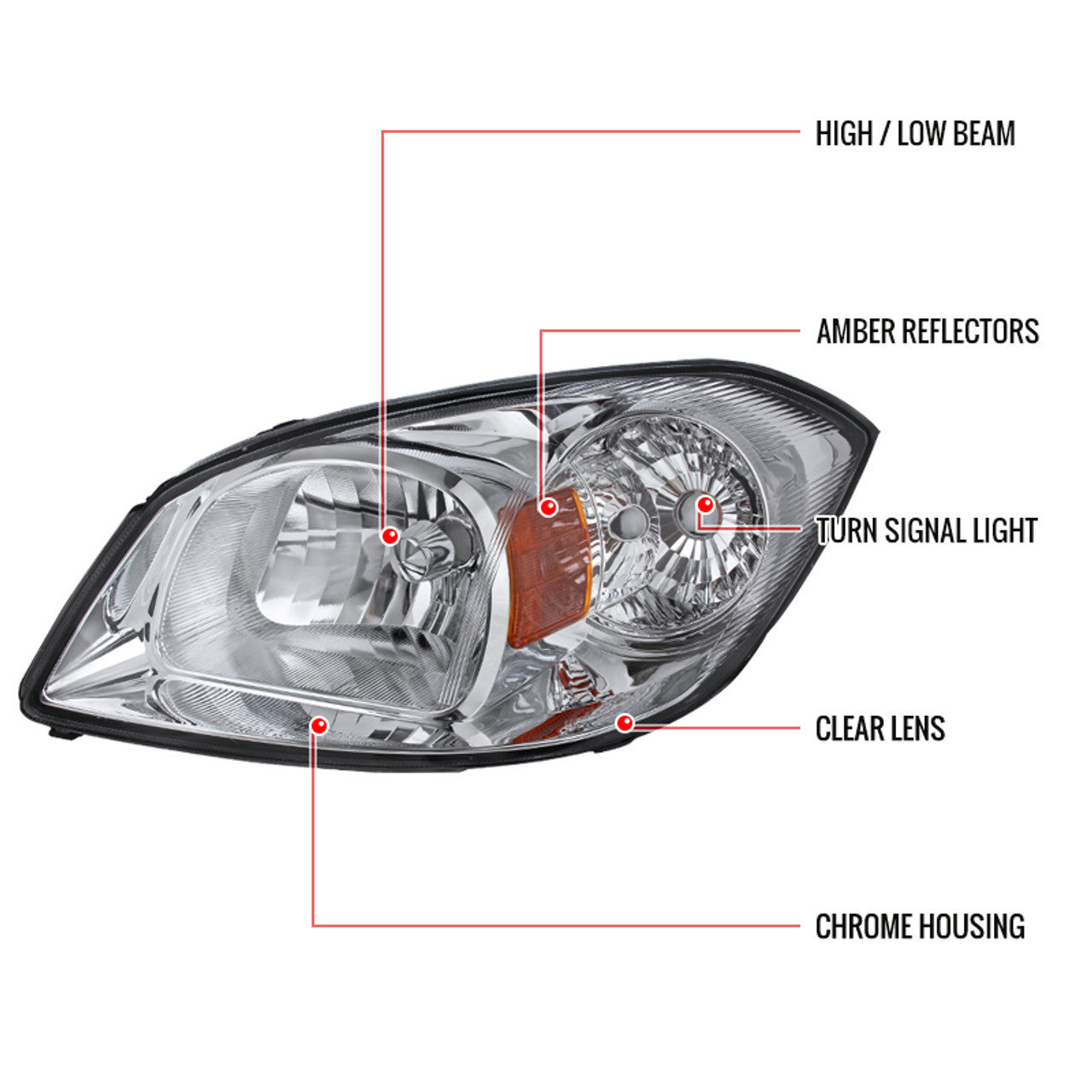Spec-D 05-10 Chevy Cobalt G5 Pursuit Euro Headlights Chrome