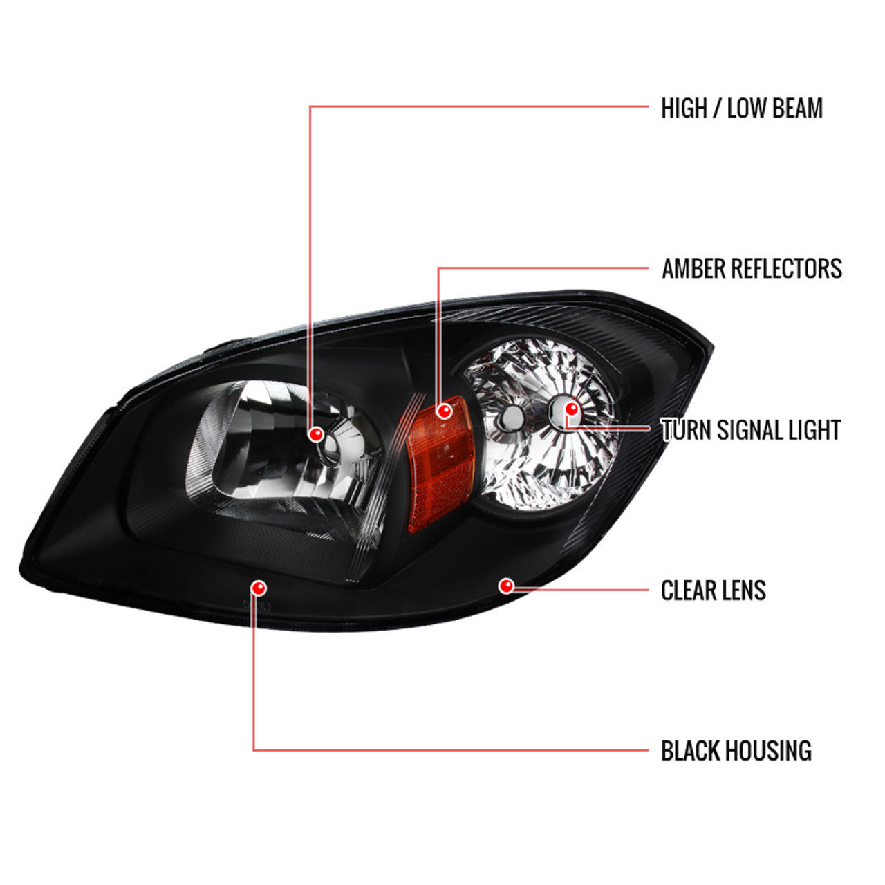 Spec-D 05-10 Chevy Cobalt G5 Pursuit Euro Headlights Black