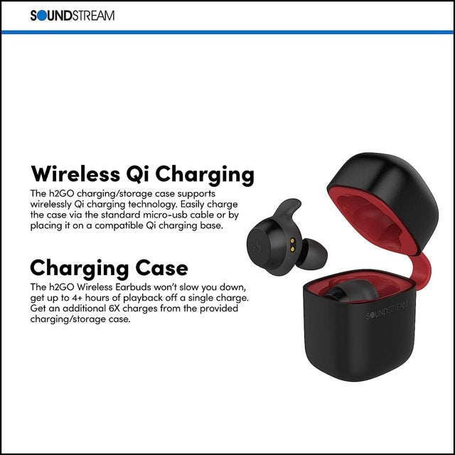 Soundstream H2E-BK H2GO Premium True Wireless Stereo Earbuds