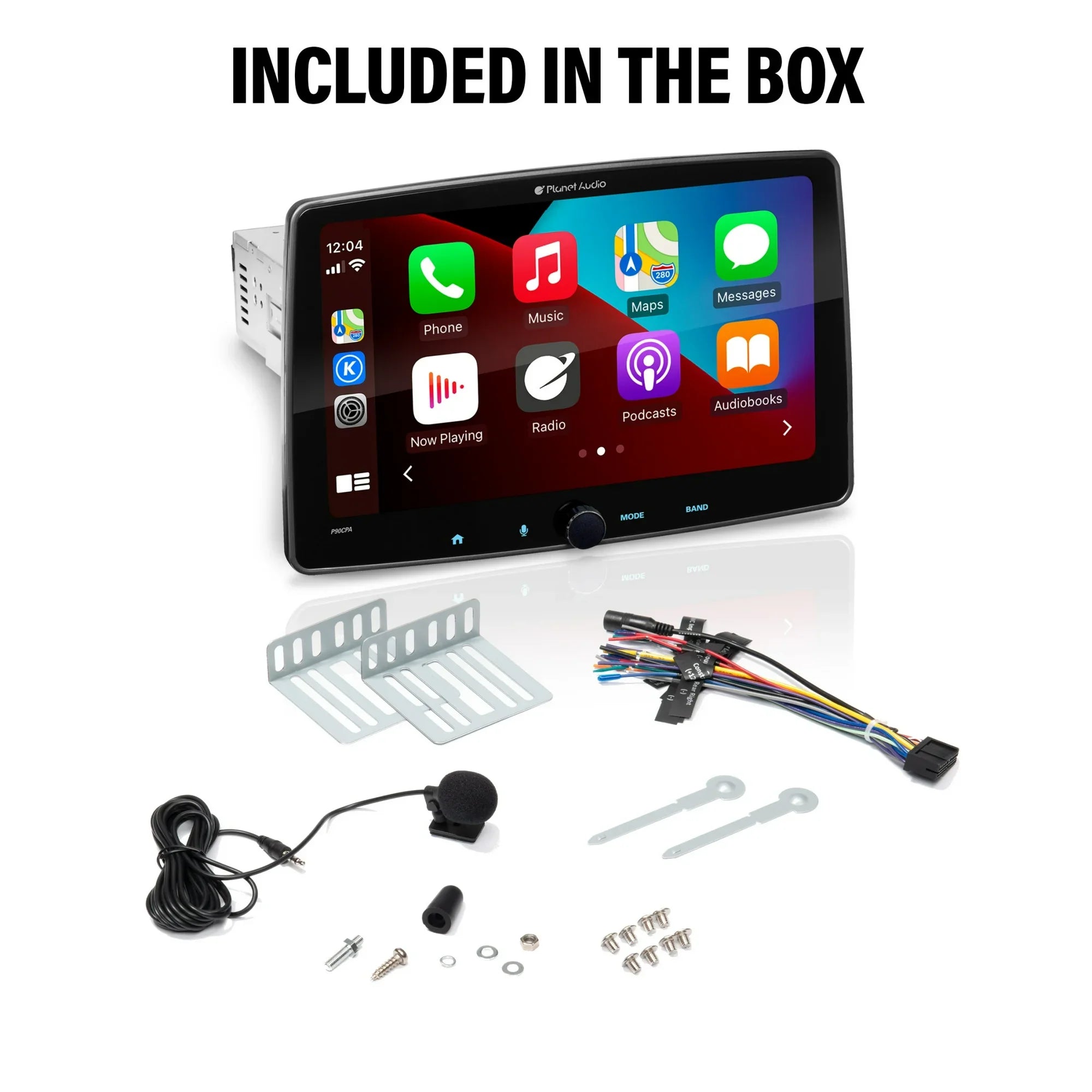Planet Audio P90CPA Car Stereo - Apple CarPlay, Android Auto, Single Din, 9 Inch Capacitive Touchscreen, Bluetooth, No CD DVD Player, AM/FM Radio Receiver