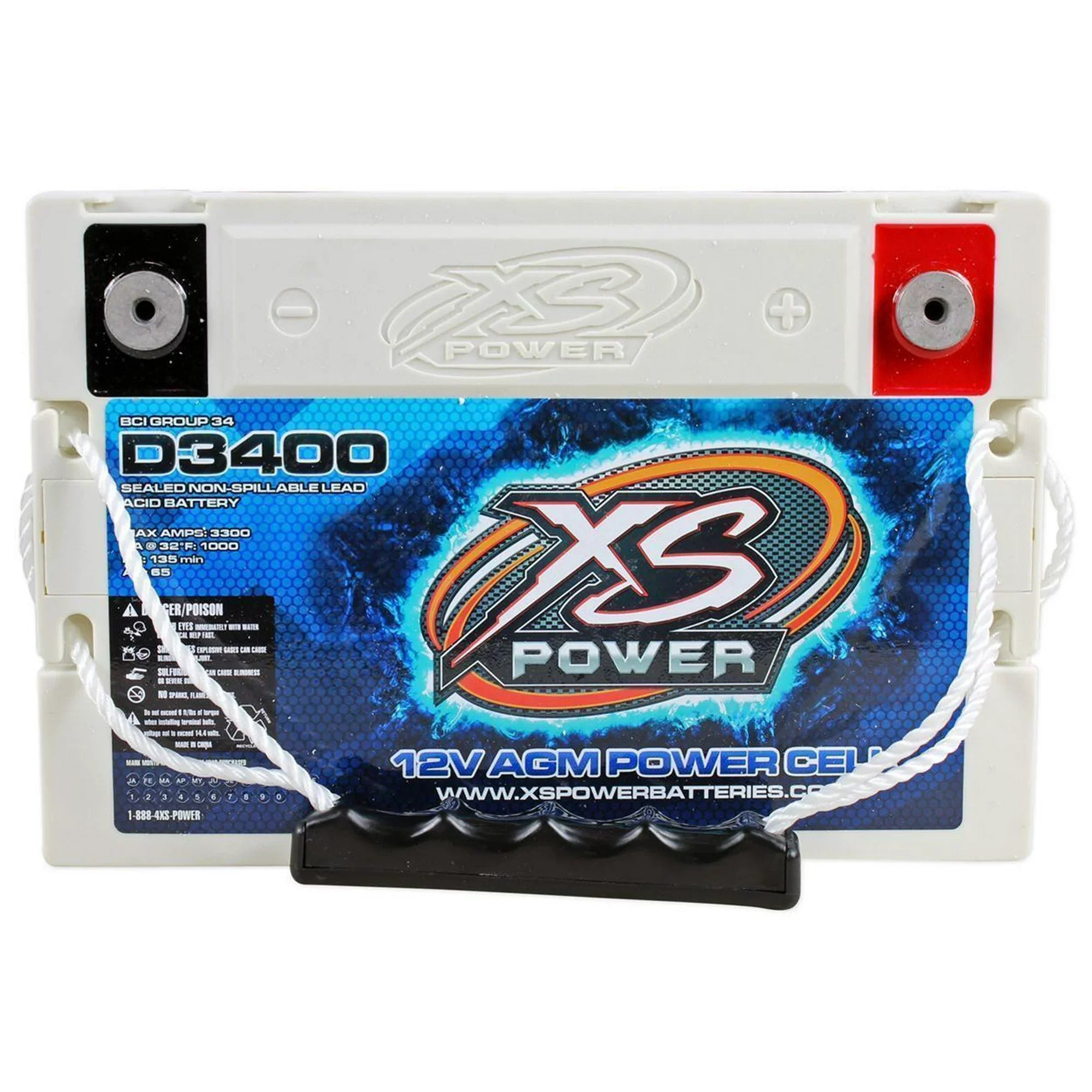 XS Power D3400 3300 Amp Car Audio Battery+Terminal