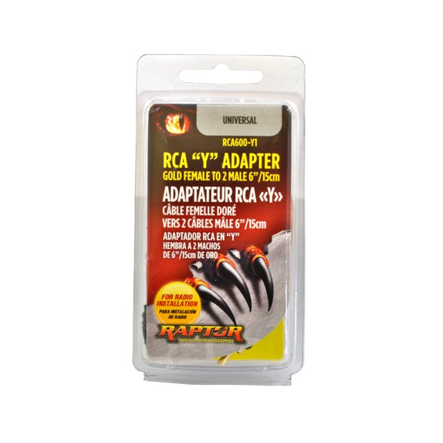 Raptor RCA600-Y1 6-inch 2 Male to 1 Female RCA Y Adapter Splitter Audio Cable