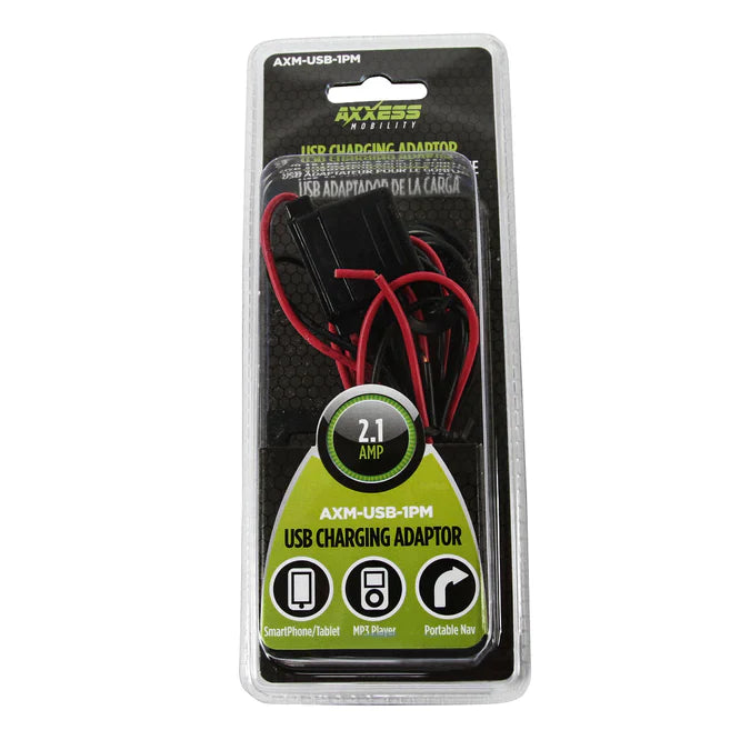 Axxess AXM-USB-1PM Universal Dash Panel Mount 2.1 Amp USB Charging Jack