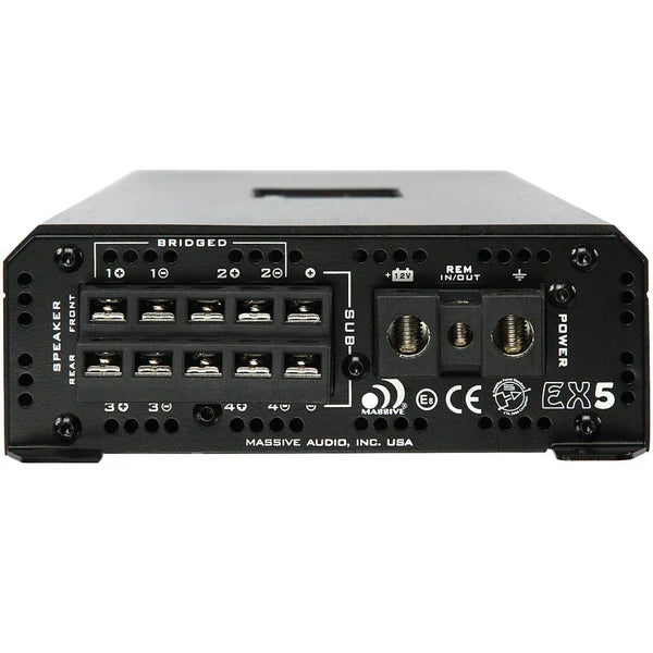 Massive audio EX5 - 120 Watts RMS x 4 @ 4 Ohm + 800 Watts @ 1 Ohm 5-CH Amplifier