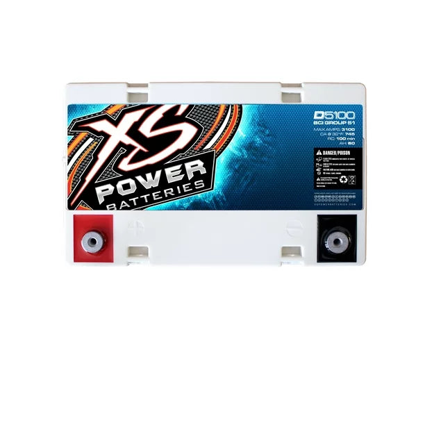 XS Power D5100R 3100 Amp AGM Power Cell Car Audio Battery + Terminal Hardware