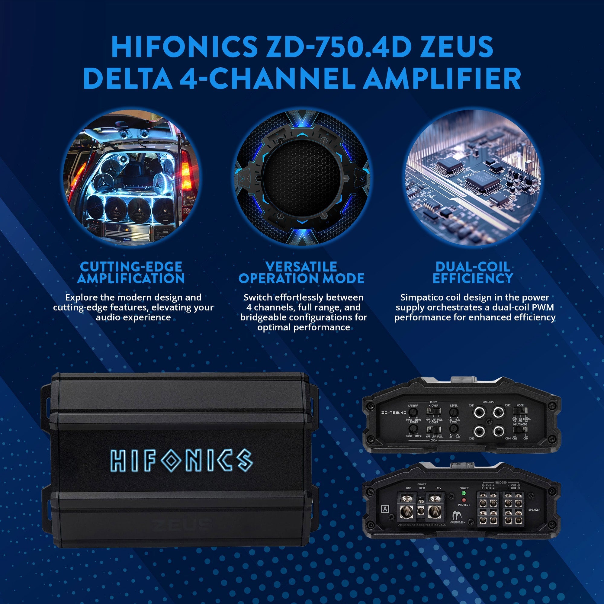 Hifonics ZD-750.4D Zeus Delta 750 Watt 4 Channel Mobile Car Amplifier