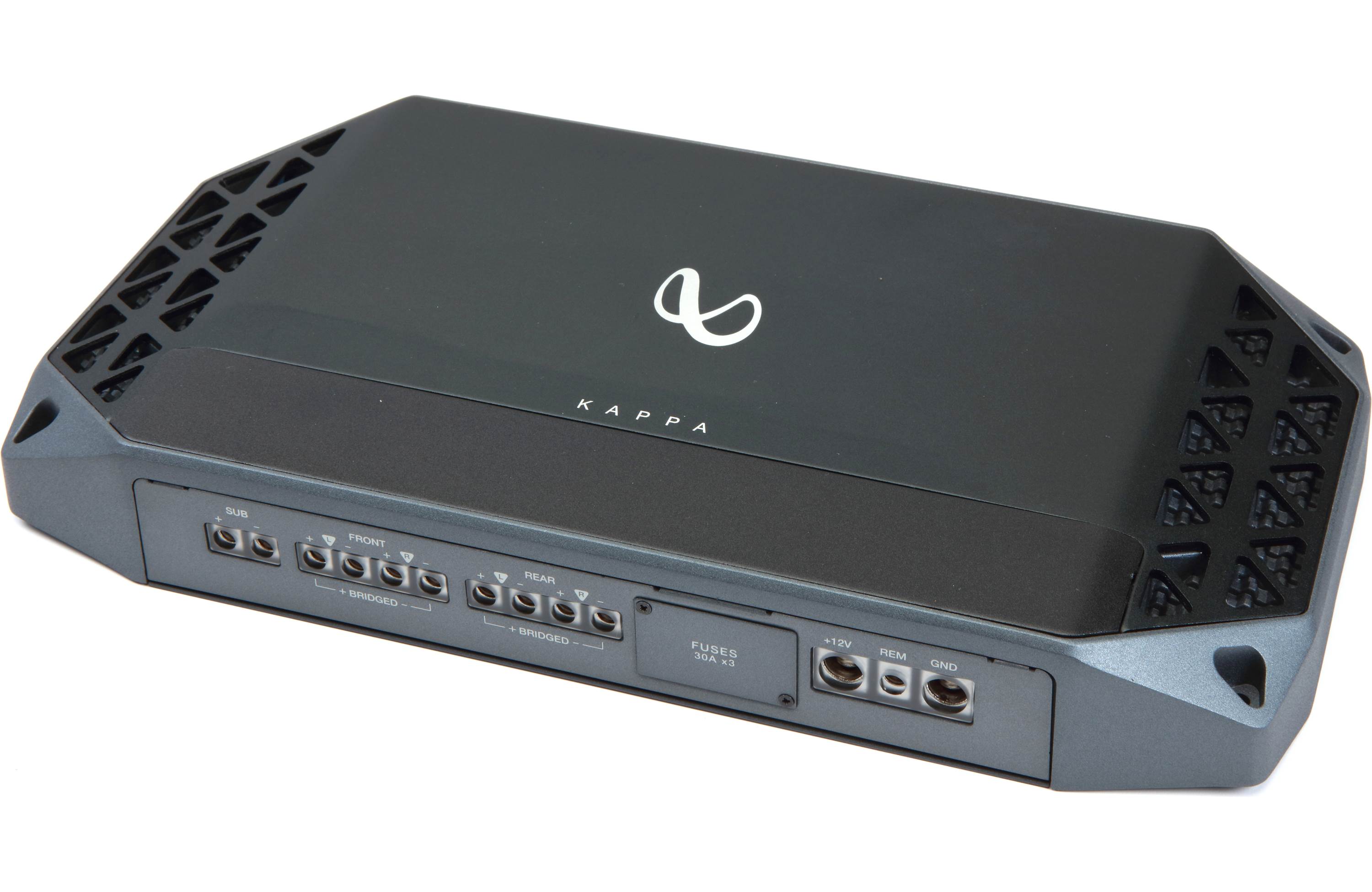 Infinity Kappa Five 5-channel car amplifier — 75 watts RMS x 4 at 4 ohms + 350 watts RMS x 1 at 2 ohms