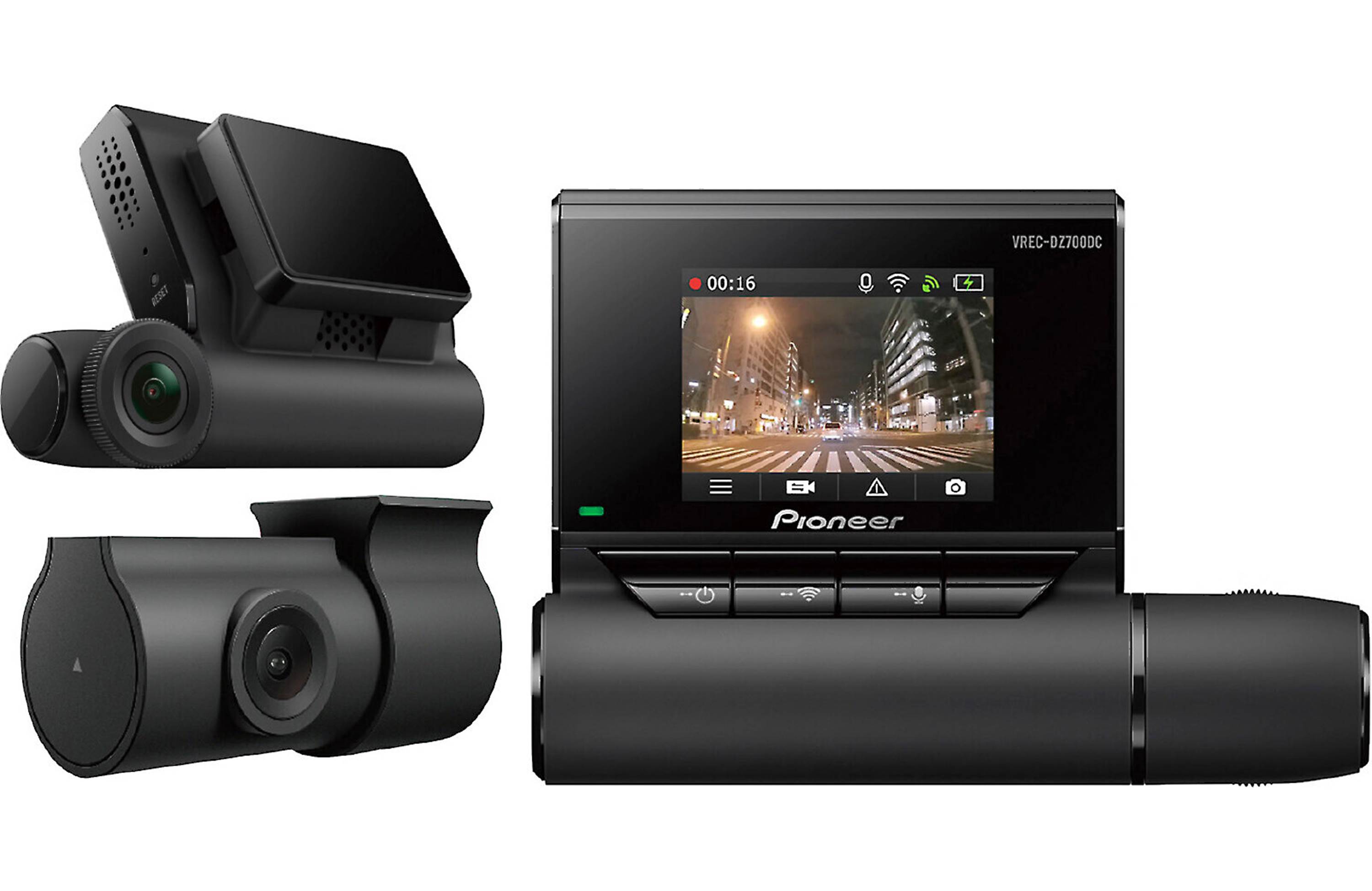 Pioneer VREC-DZ700DC HD dashcam with GPS, Wi-Fi, and second HD camera