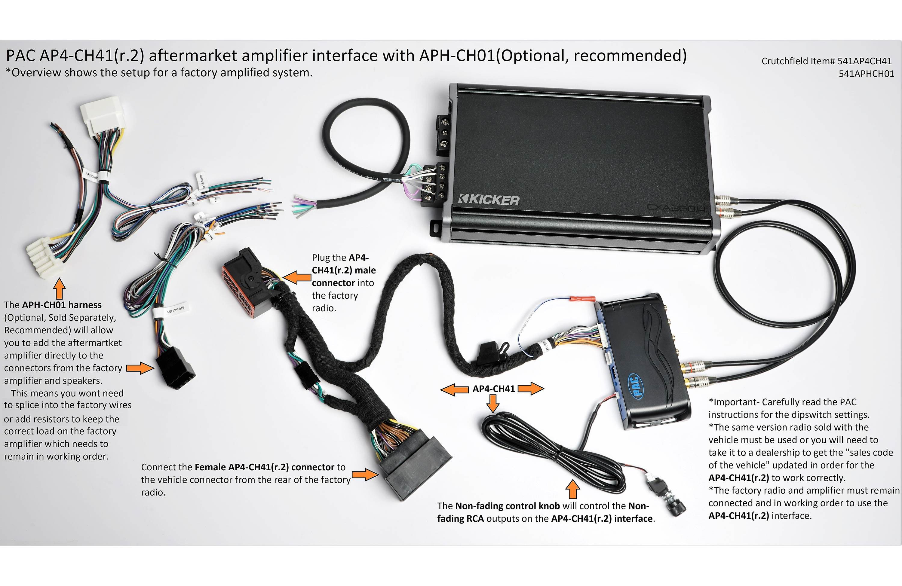 PAC AmpPRO AP4-CH41 Aftermarket Amplifier Interface in select 2014-up Chrysler-made vehicles