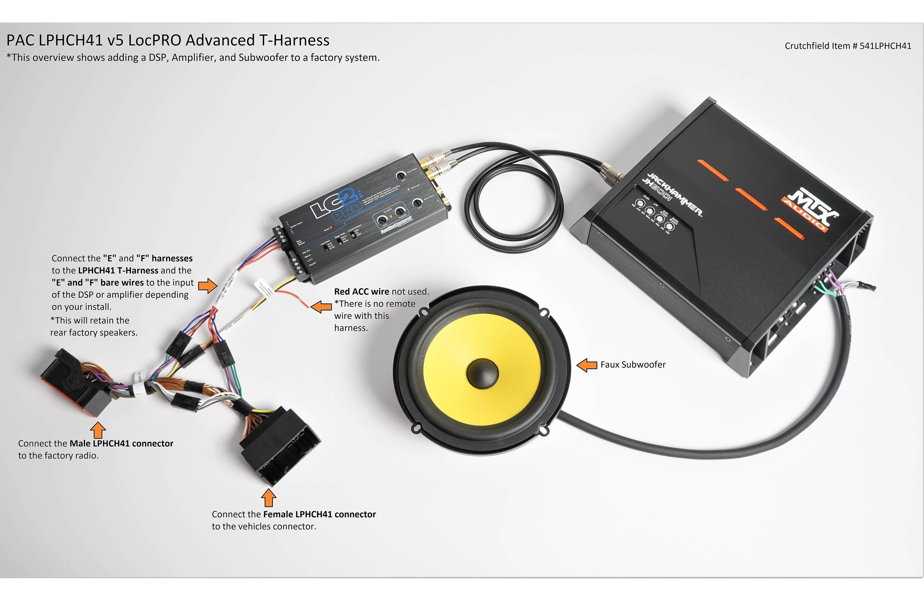PAC LPHCH41 LocPro Advanced T-Harness select 2013-up Chrysler-built vehicles without a factory amp