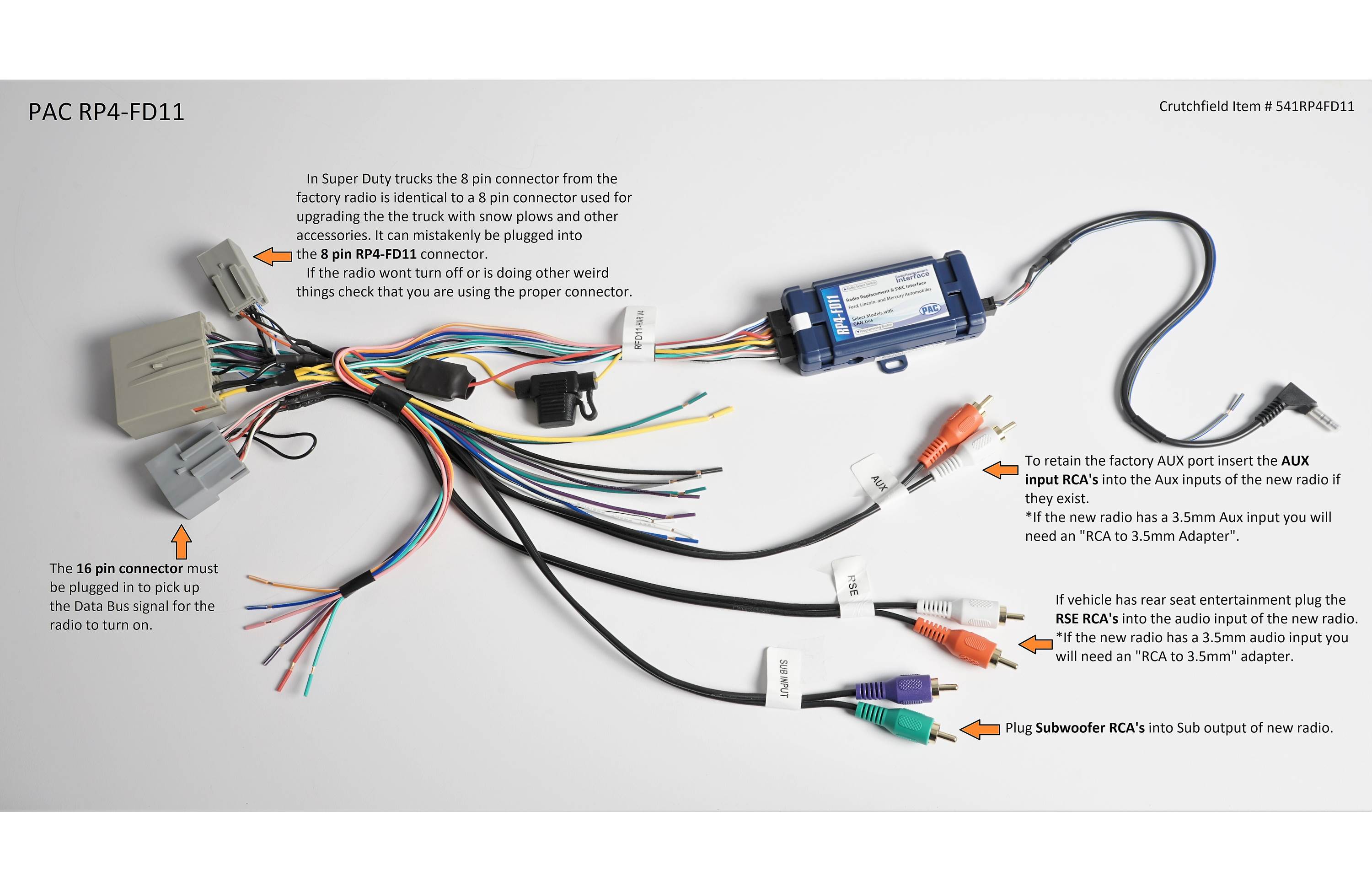 PAC RP4-FD11 Wiring Interface in select 2005-16 Ford, Lincoln, and Mercury vehicles