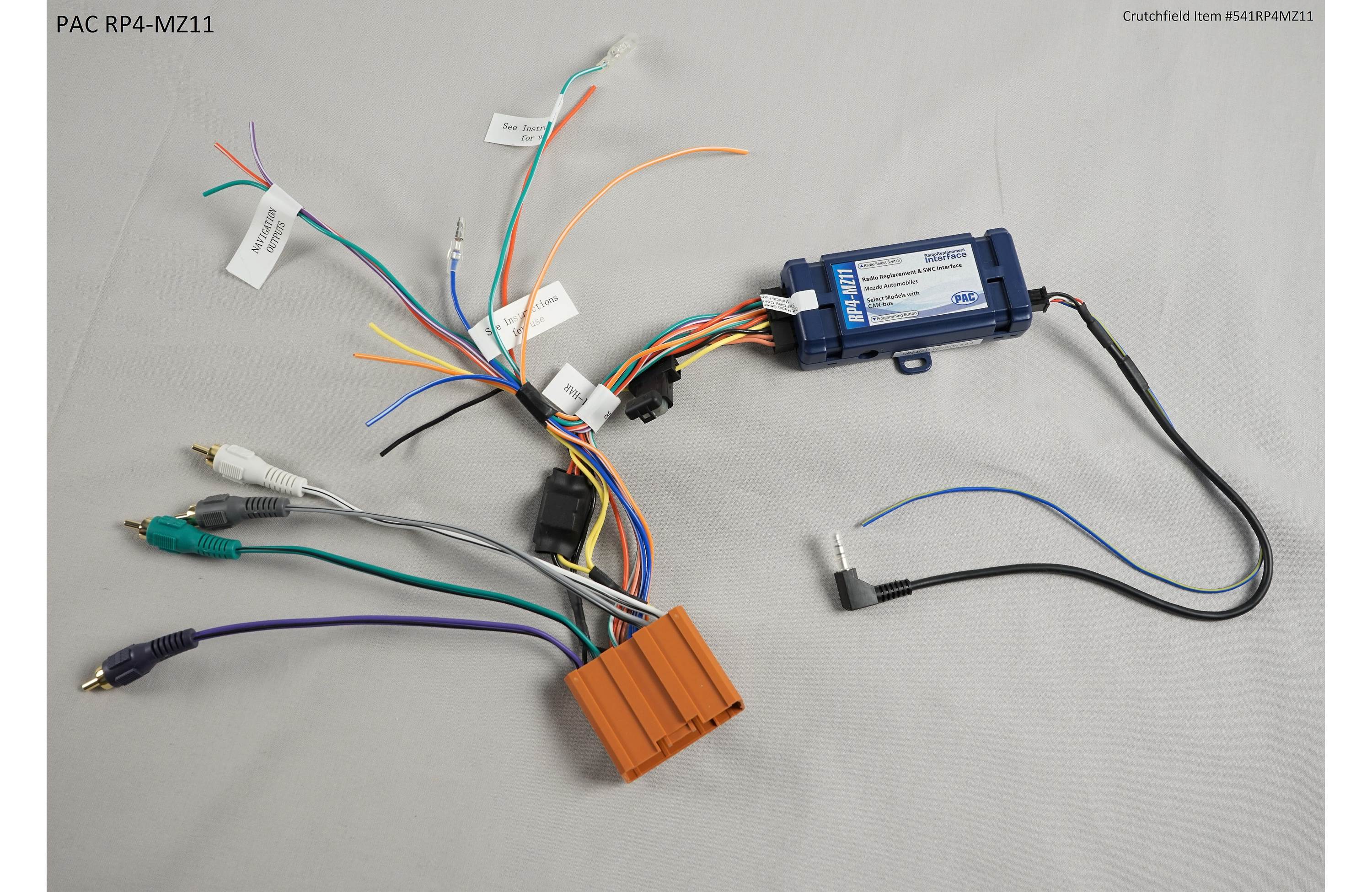 PAC RP4-MZ11 Wiring Interface safety warning chimes, and factory amp in select 2007-15 Mazdas