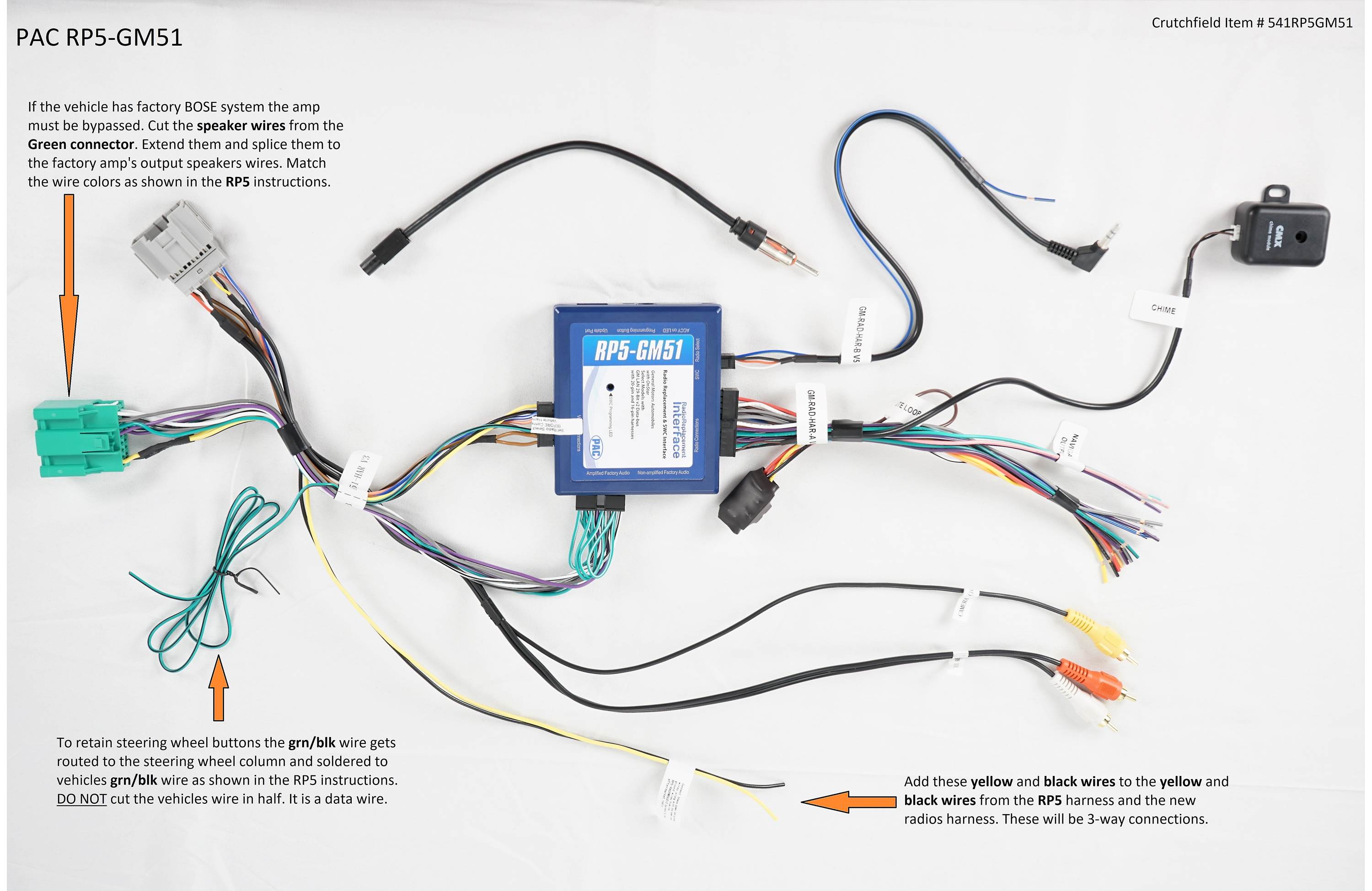 PAC RP5-GM51 Wiring Interface RadioPro Radio Replacement Interface With Built In OnStar Retention