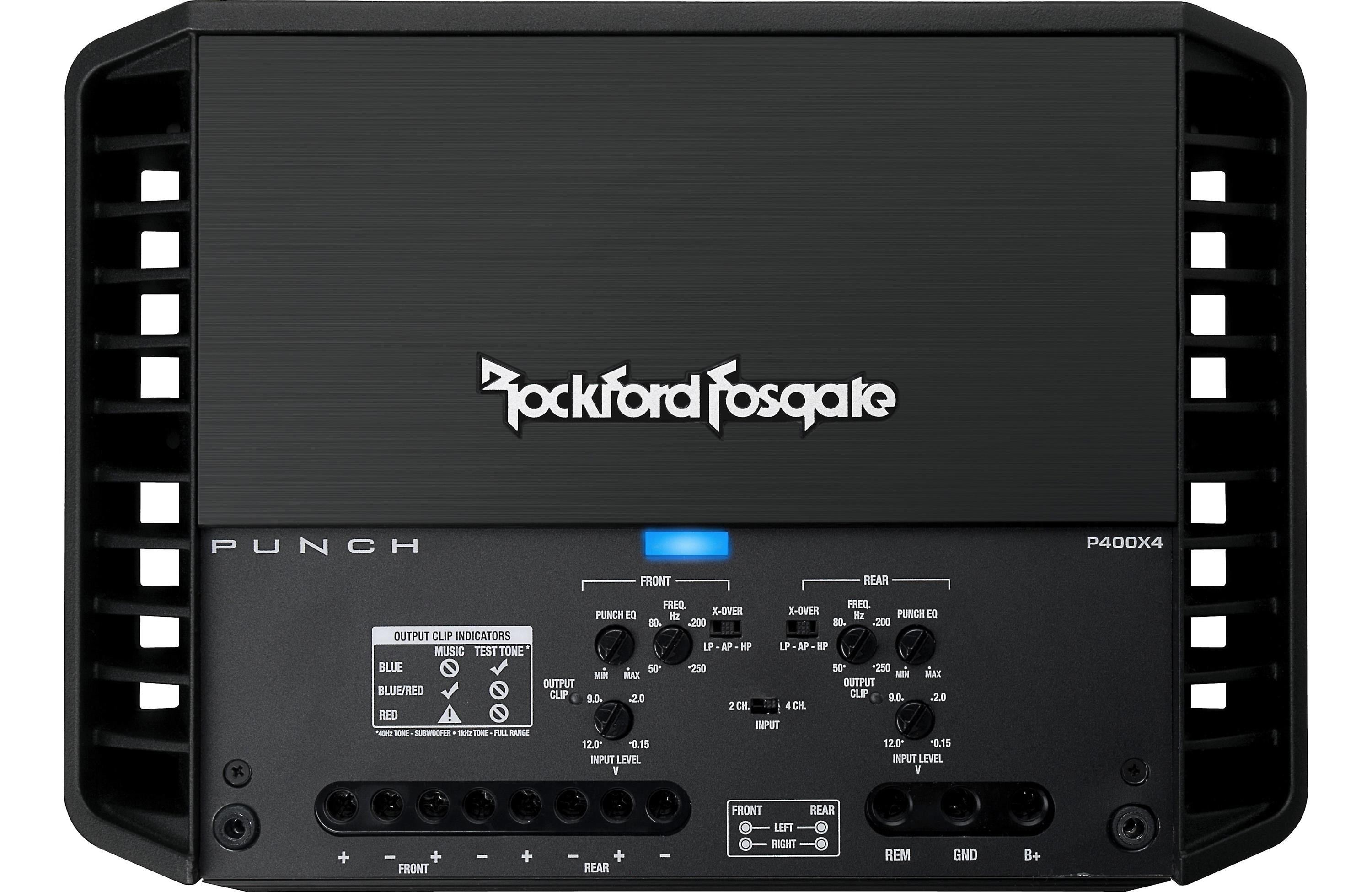 Rockford Fosgate Punch P400X4 4-channel car amplifier — 50 watts RMS x 4