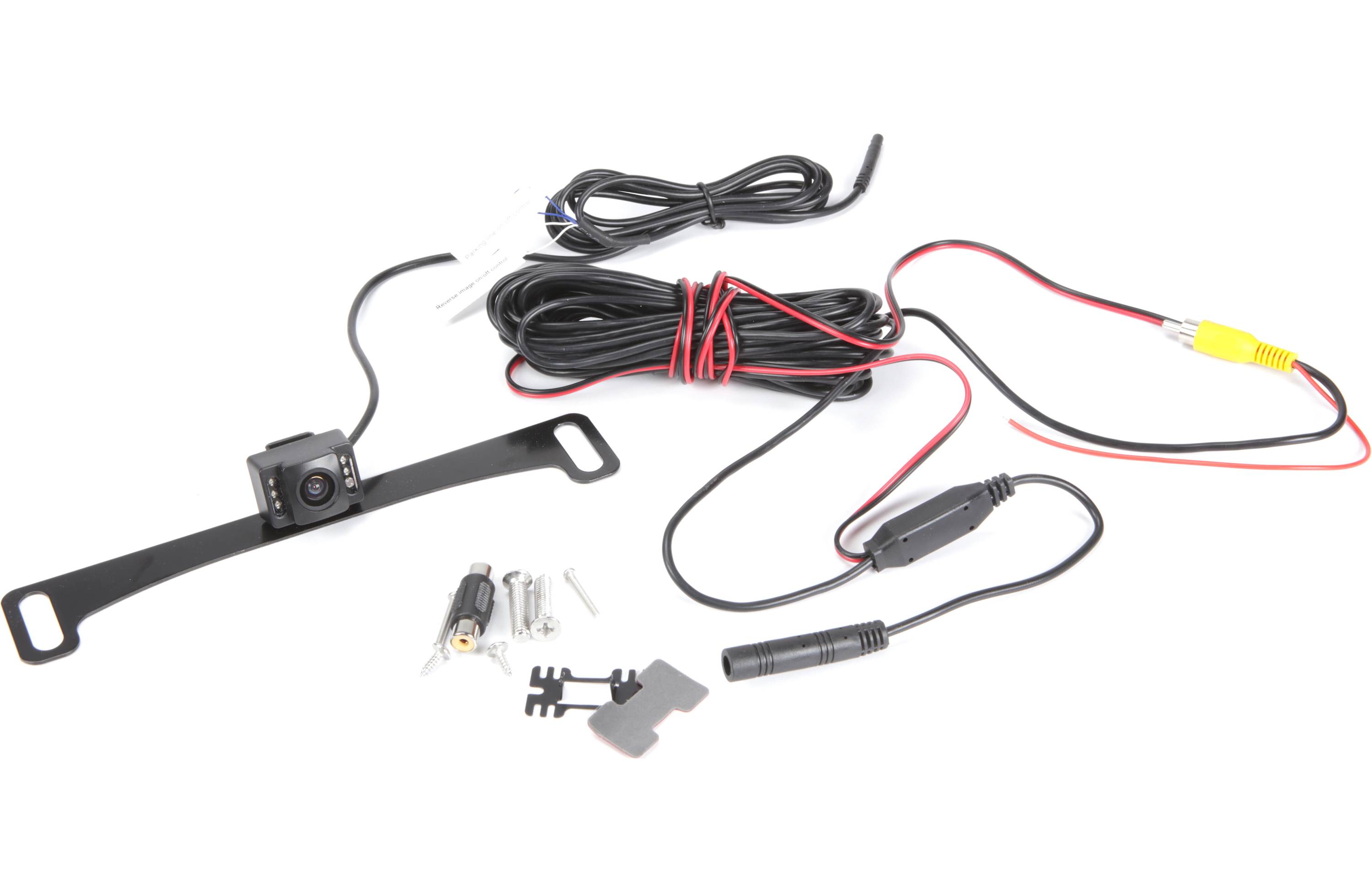Boyo VTL17IRTJ Universal backup cam with infrared lighting and active parking lines — license-plate-mount