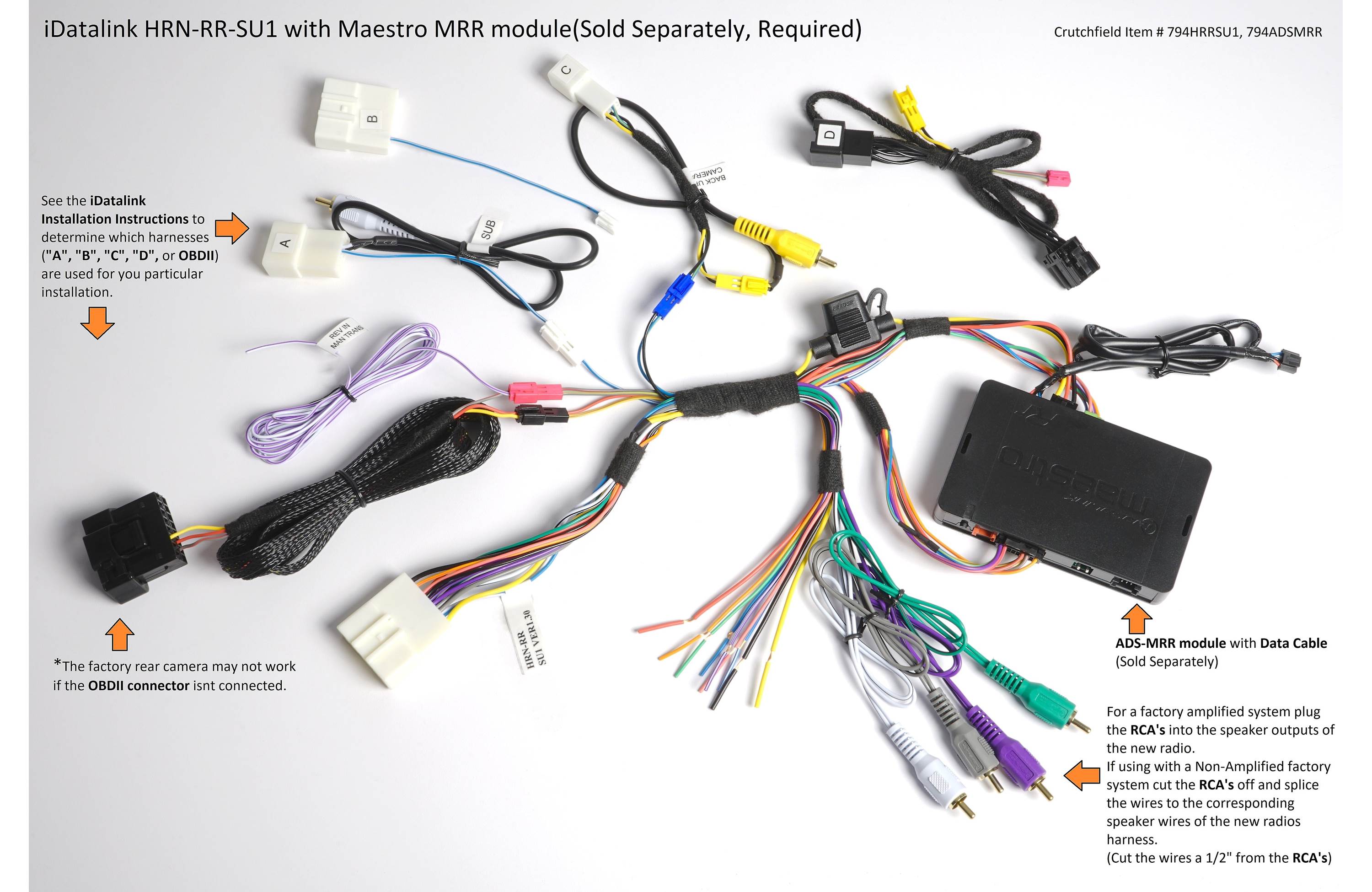 iDatalink HRN-RR-SU1 Radio replacement T-harness for for select Subaru vehicles 2008-2015