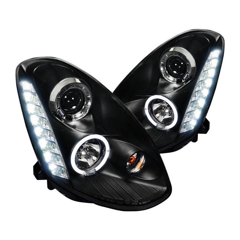 Spec-D 05-06 Infiniti G35 Sedan Projector Halo Headlights Matte Black/Clear