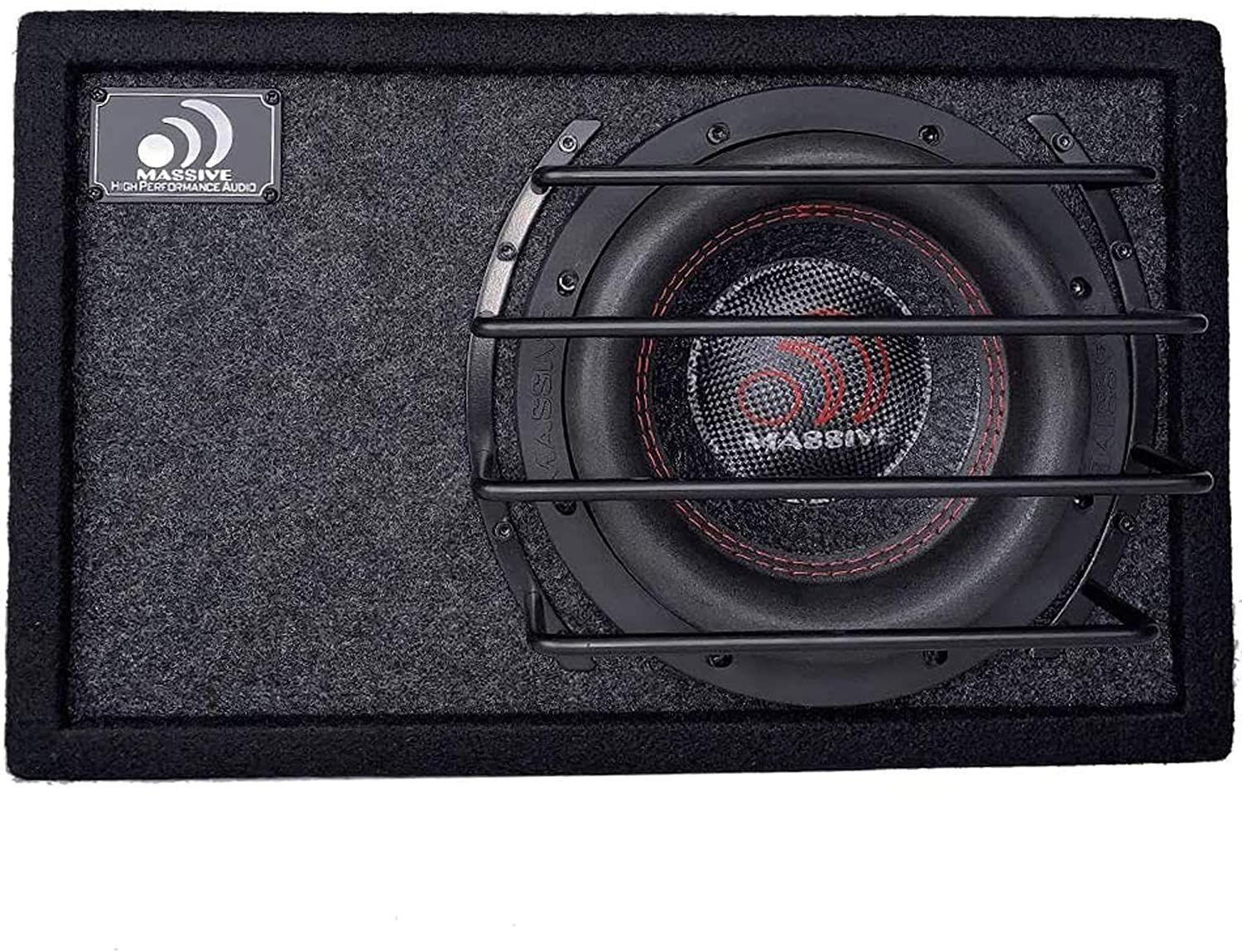 Massive Audio BAS8 8 in. 300W-600W RMS Class A & B Powered Range Subwoofer in Ported Enclosure Speaker