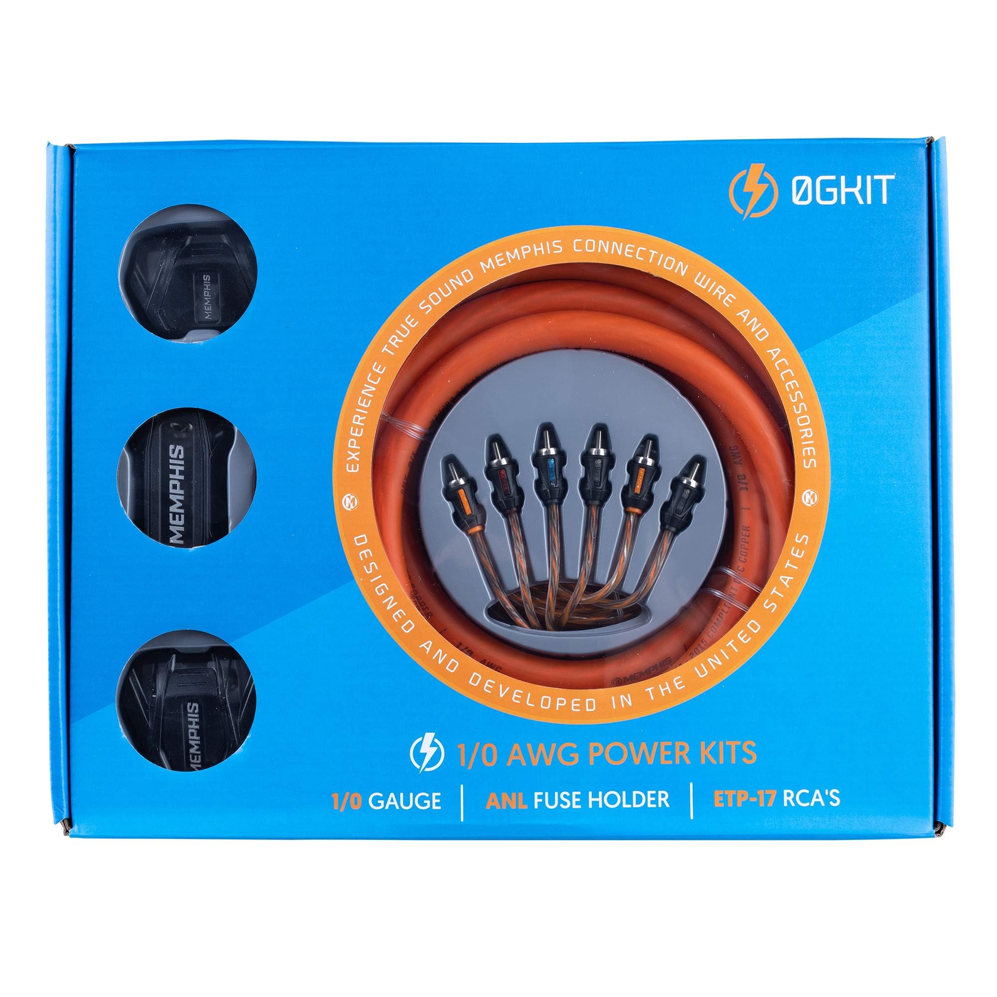 Memphis Audio 0GKIT 1/0 Gauge OFC Amplifier Wiring Kit – True AWG Amp Install Kit with ANL Fuse