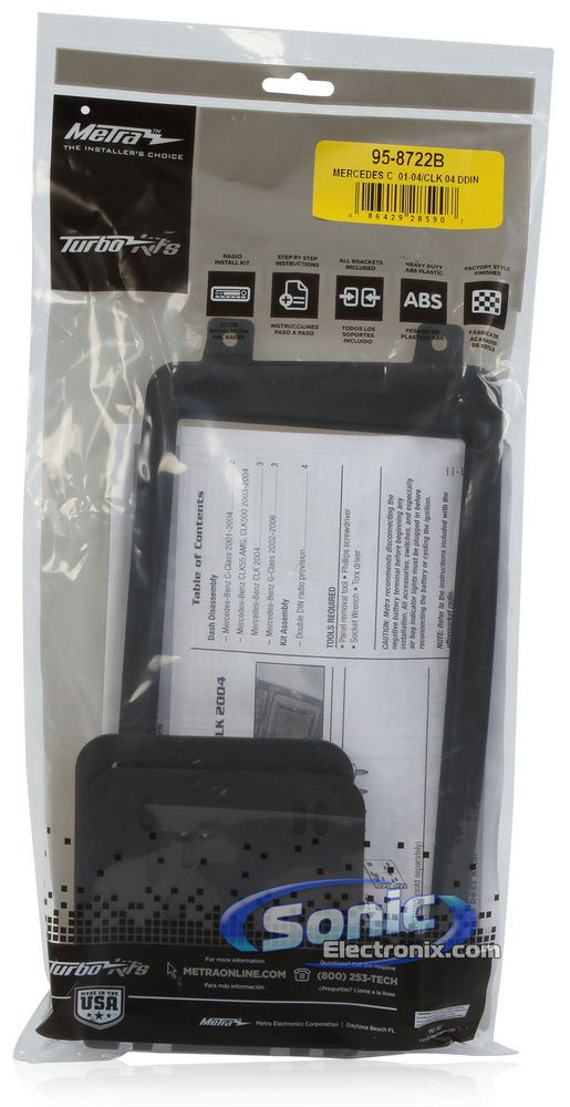 Metra 95-8722B Dash Kit Install a new Double-DIN car stereo in select 2001-2004 vehicles from Mercedes-Benz (Matte Black)