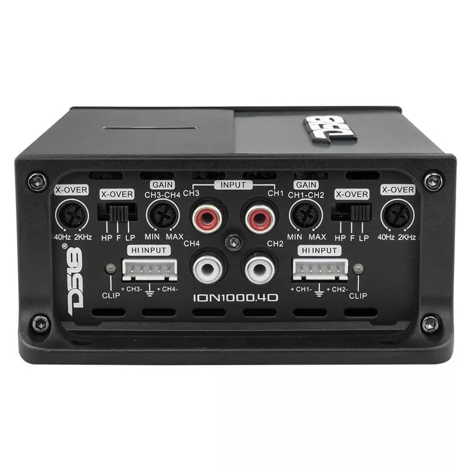 DS18 ION1000.4D 4-Channel 3000W Peak Full-Range Class-D Compact Car Amplifier