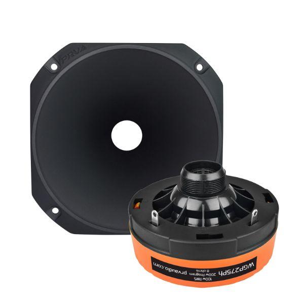 PRV AUDIO WGP275Ph 1” Exit Phenolic Driver Horn, Midrange Vocal Reproduction Low Distortion Compression Driver and Horn Combo, 100 Watts RMS Power, 200 Watts Program Power Horn Driver
