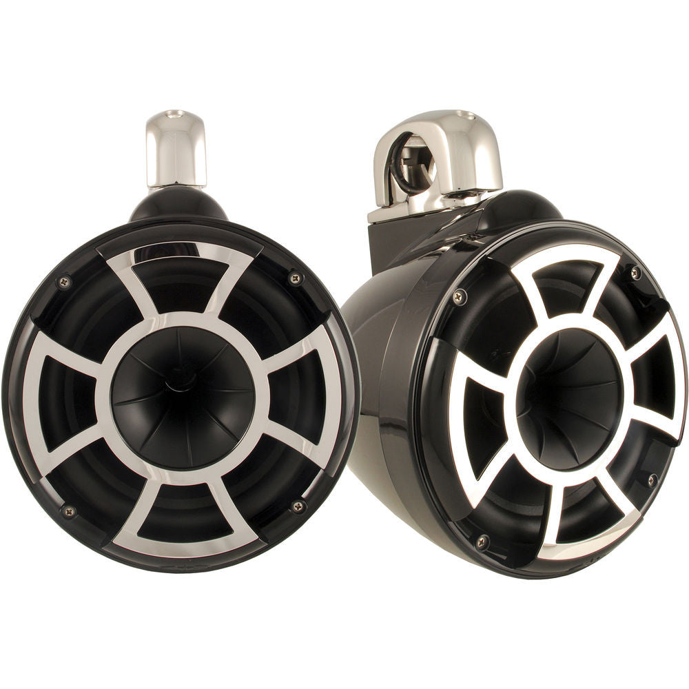 Wet Sounds REV 10 Fixed Clamp Tower Speakers with Wet Sounds Suitz speaker Covers - Black