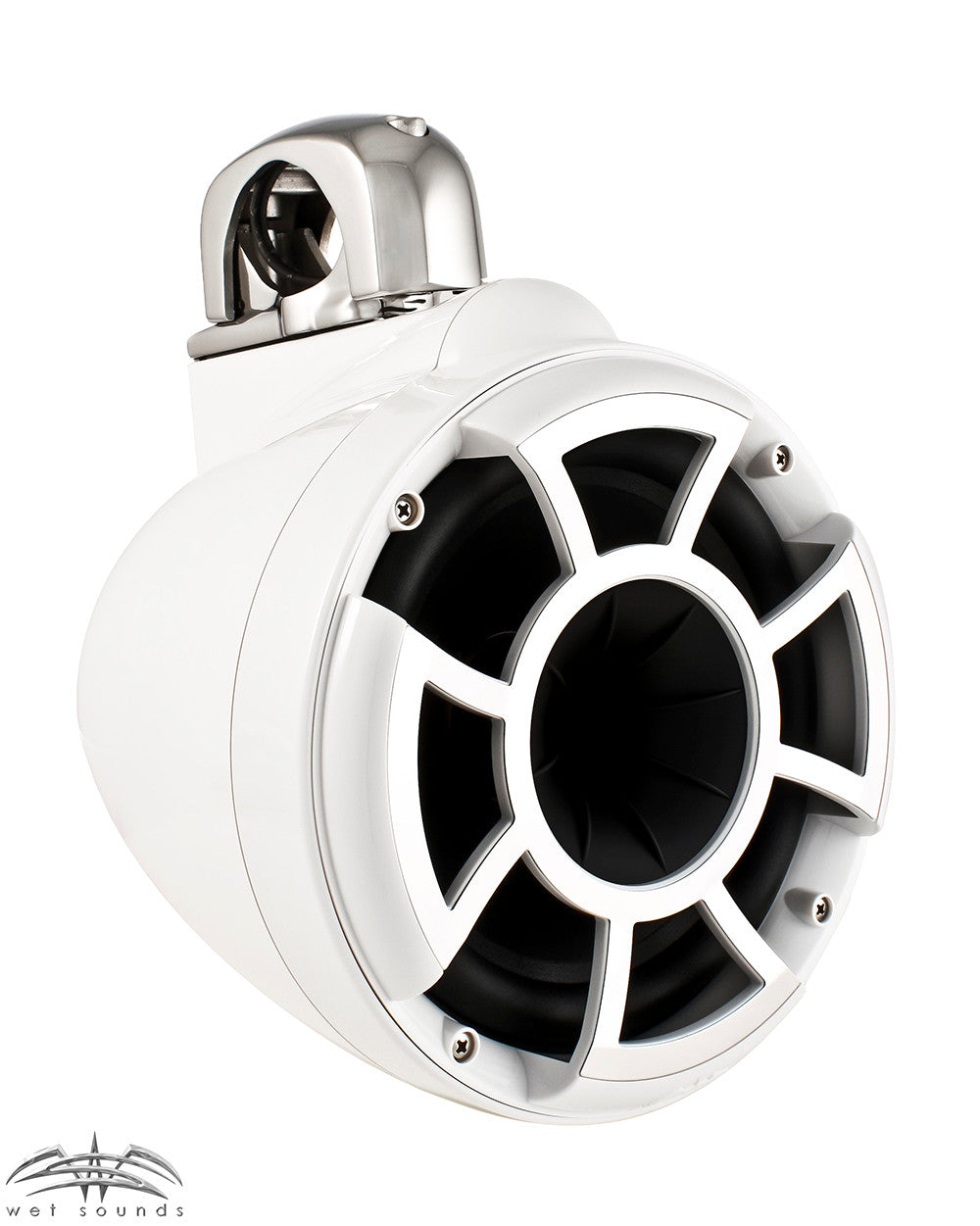 Wet Sounds REV 8 Fixed Clamp Tower Speakers with Wet Sounds Suitz speaker Covers - White