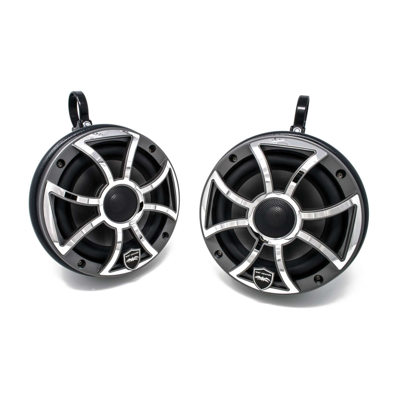 Wet Sounds REVO 6-XSG-SS GunMetal 6.5 Inch Marine LED Speakers & Roll Cage Enclosures (1.75