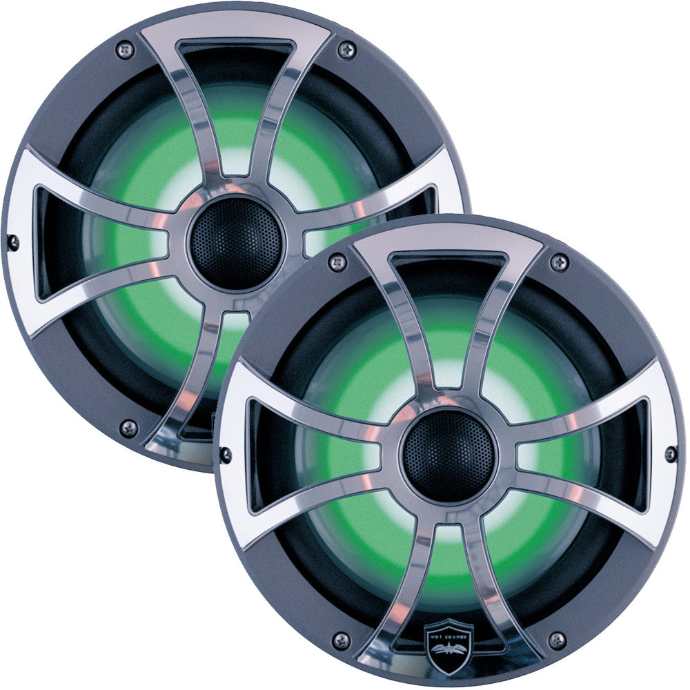 Wet Sounds REVO 6-XSG-SS GunMetal 6.5 Inch Marine LED Speakers & Roll Cage Enclosures (1.75