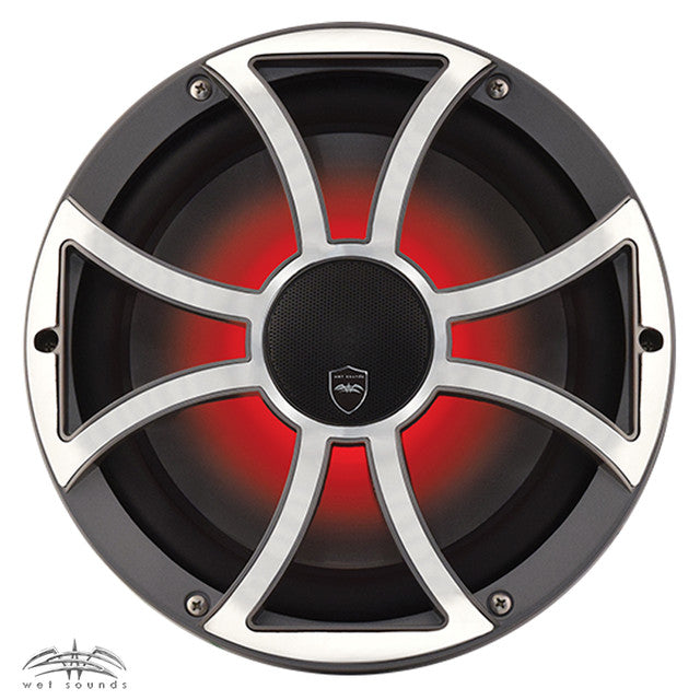 Wet Sounds REVO 10CX XS-G-SS Gunmetal & Stainless XS Grill 10 Inch Marine High Performance LED Coaxial Speakers (pair)