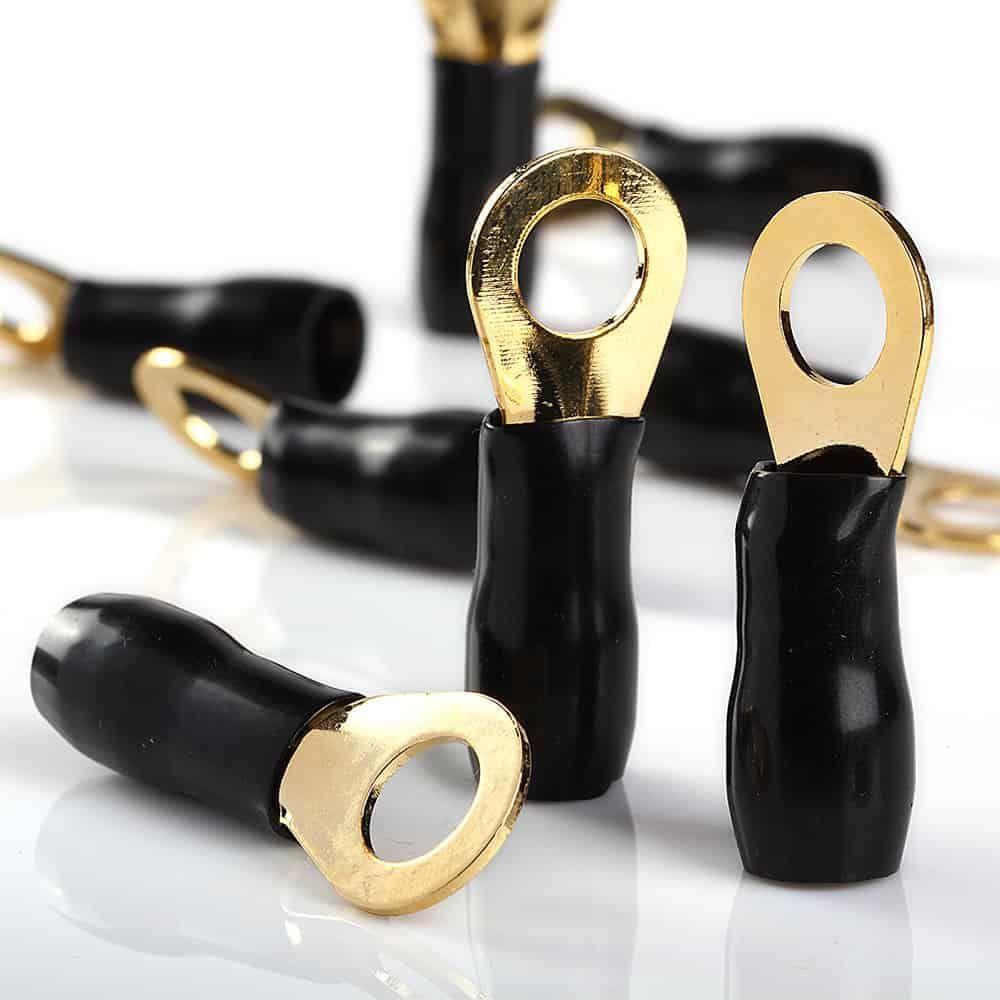 Car Audio Power/Ground Wire Ring Terminal Gold 4 AWG Gauge 3/8