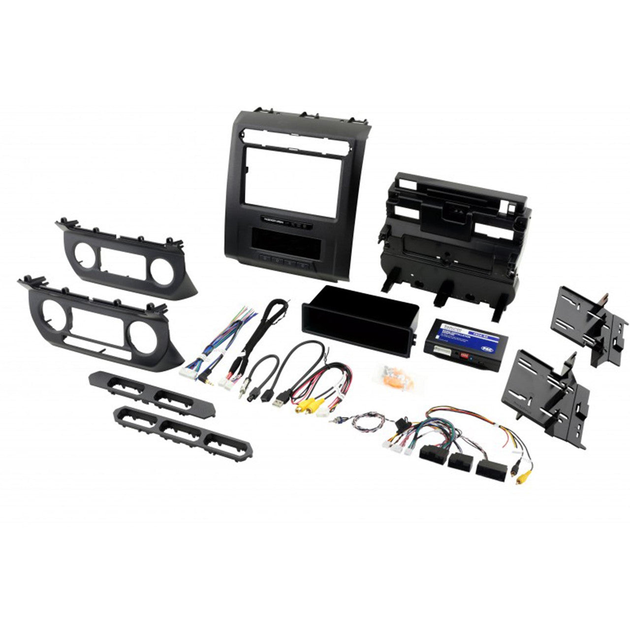Alpine ILX-W650 Receiver with PAC RPK4-FD2101 2015 and later Ford Truck Kit with Back up Camera and License Plate Frame