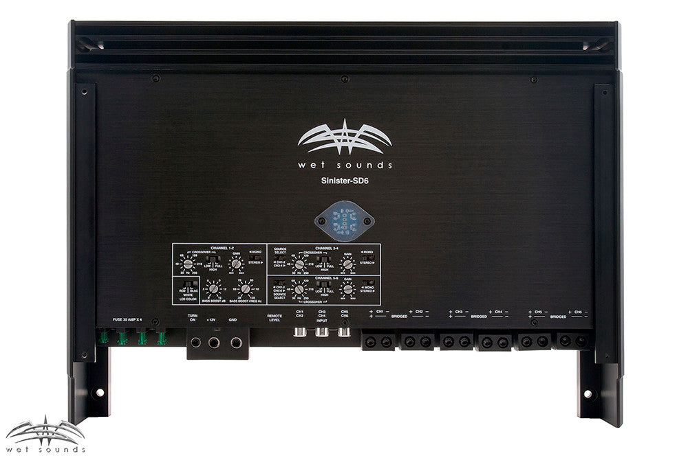 Wet Sounds Sinister SDX6 6-channel Amp - 6x185 Watts @ 4 ohms, 6x290 Watts @ 2 Ohms, 3x585 Watts Bridged